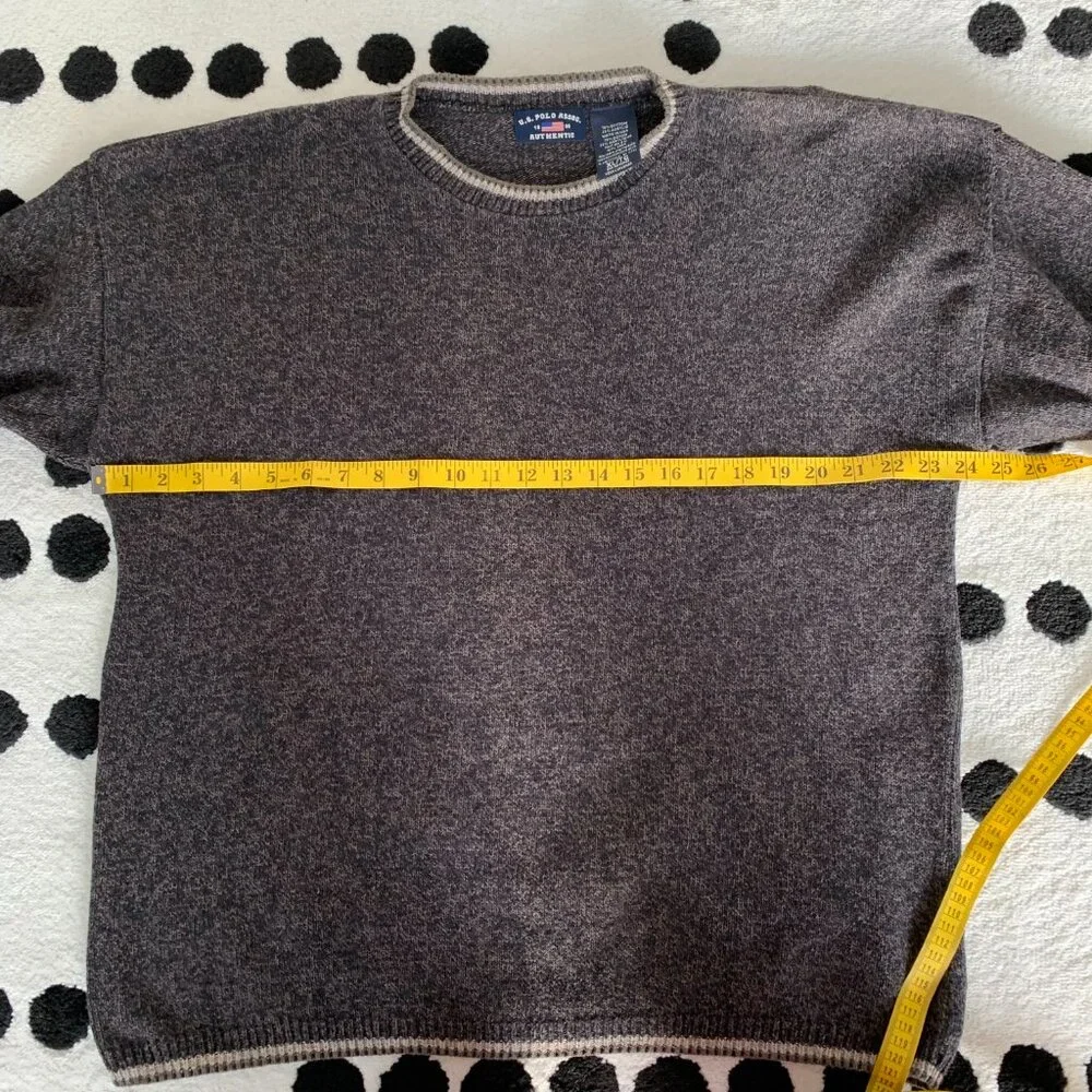 US Polo Association Vintage 90s Sweater XL Black Brown Knitted Crewneck Pullover - Picture 7 of 11